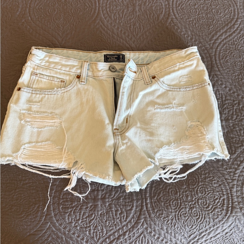 Abercrombie & Fitch Light Distressed Jean Shorts